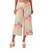 Trina Turk Diona Umbrella Jacquard Mid-Rise Wide Leg Crop Pants, Color:Multi - Image 1
