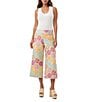 Trina Turk Diona Umbrella Jacquard Mid-Rise Wide Leg Crop Pants, Color:Multi - Image 3