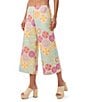 Trina Turk Diona Umbrella Jacquard Mid-Rise Wide Leg Crop Pants, Color:Multi - Image 4