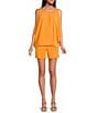 Trina Turk Double Georgette Scoop Neck Sleeveless Gold Hardware Top, Color:Cap Clemen - Image 3