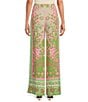 Trina Turk Federer Woven Placed Print Flat Front Drape Wide Leg Pants, Color:Multi - Image 2