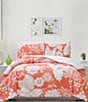 Color:Coral/White - Image 1 - Furusato Oversized Floral Printed Comforter Mini Set