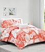Color:Coral/White - Image 6 - Furusato Oversized Floral Printed Comforter Mini Set