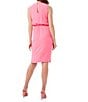 Color:Papillon Pink - Image 2 - Genoa Silky Satin Crew Neck Sleeveless Tulip Hem Blouson Wrap Dress