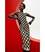 Color:Multi - Image 4 - Giri Jacquard Knit Border Print Halter Neck Sleeveless Midi Shift Dress