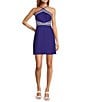 Trina Turk Grasse Stretch Linen Halter Neck Sleeveless Side Cutout Dress, Color:Cobalt Cove - Image 1