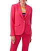 Color:Hibiscus - Image 1 - Harlie Notch Collar Long Sleeve Button Front Blazer