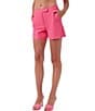 Color:Pink Paradise - Image 3 - Hermosa Twill Flat Front Pleated Shorts