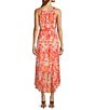 Color:Slushie Multi - Image 2 - Honest Crinkle Chiffon Mod Floral Print Scoop Neck Sleeveless High-Low Hem Tiered Belted Dress
