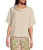 Trina Turk Honeysuckle Folded Boat Neck Short Dolman Sleeve Top, Color:Ecru - Image 1