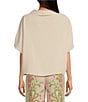 Trina Turk Honeysuckle Folded Boat Neck Short Dolman Sleeve Top, Color:Ecru - Image 2