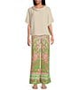 Trina Turk Honeysuckle Folded Boat Neck Short Dolman Sleeve Top, Color:Ecru - Image 3