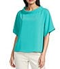 Trina Turk Honeysuckle Georgette Folded Funnel Neck Short Sleeve Top - Image 5