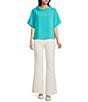 Trina Turk Honeysuckle Georgette Folded Funnel Neck Short Sleeve Top - Image 3