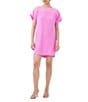 Color:Piazza Pink - Image 1 - Hydee 2 Silk Satin Crepe Boat Neck Dolman Short Sleeve Shift Dress