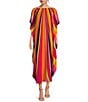 Color:Multi - Image 1 - Jalani Boat Neck Stripe Print Maxi Caftan Dress