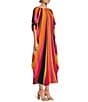 Color:Multi - Image 3 - Jalani Boat Neck Stripe Print Maxi Caftan Dress