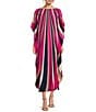 Trina Turk Jalani Printed Silk Boat Neck Dolman Sleeve Caftan Maxi Dress, Color:Petal Pink - Image 1