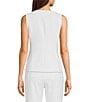 Color:White Wash - Image 2 - Juliette Stretch Woven Square Neck Sleeveless Button Front Top