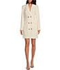 Color:Wnter White - Image 1 - Katana 3 Notch Lapel Collar Long Sleeve Button-Front Flap Pocket Sheath Blazer Dress