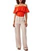Color:Reef Red - Image 3 - Lakeland Off-the-Shoulder Wide Ruffle Top