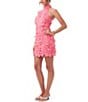 Color:Pink Paradise - Image 3 - Liviah 3D Applique Floral Lace Halter Neck Sleeveless Sheath Dress
