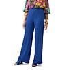 Color:Admiral Blue - Image 1 - Long Weekend Crinkle Woven Flat Front Wide Leg Full Length Pant