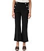 Trina Turk Luhrmann Mid-Rise Embellished Button Kick Flare Cropped Pants, Color:Black - Image 1