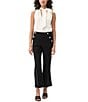 Trina Turk Luhrmann Mid-Rise Embellished Button Kick Flare Cropped Pants, Color:Black - Image 3