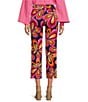 Color:Multi - Image 2 - Lulu Floral Retro Abstract Print Cropped Kick Flare Pant