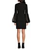 Color:Black - Image 2 - Mai Knit Jersey Scoop Neck Long Sleeve With Tulle Mesh Bell Sheath Dress