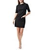 Trina Turk Maleko 2 Ponte Mock Neck Short Sleeve Pocketed Sheath Dress, Color:Black - Image 1