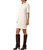 Color:Cream - Image 3 - Maleko Woven Funnel Neck Short Sleeve Pocketed Shift Dress