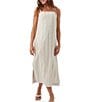 Trina Turk Marita Saint Maxime Linen Blend Sequin Stripe Square Neck Sleeveless Dress, Color:Biarritz Beige - Image 1