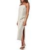 Trina Turk Marita Saint Maxime Linen Blend Sequin Stripe Square Neck Sleeveless Dress, Color:Biarritz Beige - Image 3