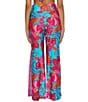 Color:Multi - Image 2 - Meilani Floral Border Print Side Slit High Waist Pull-On Swim Cover-Up Pant