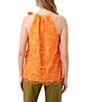 Color:Aperol Orange - Image 2 - Mirai Embroidered Floral Halter Neck Tie Bow Sleeveless Top