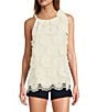 Color:Whitewash - Image 1 - Mirai Embroidered Floral Halter Neck Tie Bow Sleeveless Top