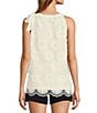 Color:Whitewash - Image 2 - Mirai Embroidered Floral Halter Neck Tie Bow Sleeveless Top
