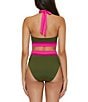 Trina Turk Monaco Color Block High Neck Cross Front Swim Top, Color:Multi - Image 2
