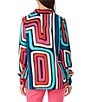 Trina Turk Montero Printed Georgette Point Collar Long Sleeve Button Front Shirt, Color:Multi - Image 2