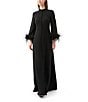 Trina Turk Montmarte Georgette Mock Neck Long Feather Sleeve Front Button Dress, Color:Black - Image 4