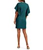 Color:Greenwich Green - Image 2 - Moore Woven V-Neck Short Dolman Ruffled Sleeve Shift Dress