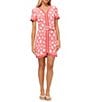 Trina Turk Motion Printed V-Neck Short Sleeve Belted Dress, Color:Coral Crush - Image 1