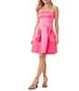 Color:Pink Paradise - Image 3 - Nautilus Satin Strapless Pleated Side Pocket Fit And Fare Dress