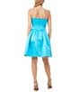 Color:Gulfstream - Image 2 - Nautilus Satin Strapless Pleated Side Pocket Fit And Fare Dress