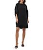 Trina Turk Neena Georgette Boat Neck Short Dolman Sleeve Fringe Caftan Mini Dress, Color:Black - Image 1