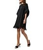 Trina Turk Neena Georgette Boat Neck Short Dolman Sleeve Fringe Caftan Mini Dress, Color:Black - Image 3