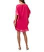 Trina Turk Neena Georgette Boat Neck Short Dolman Sleeve Fringe Caftan Mini Dress, Color:Forrest Rose - Image 2