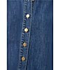 Trina Turk Opponent Denim Point Collar Short Sleeve Button Front Boxy Top, Color:Indigo - Image 5